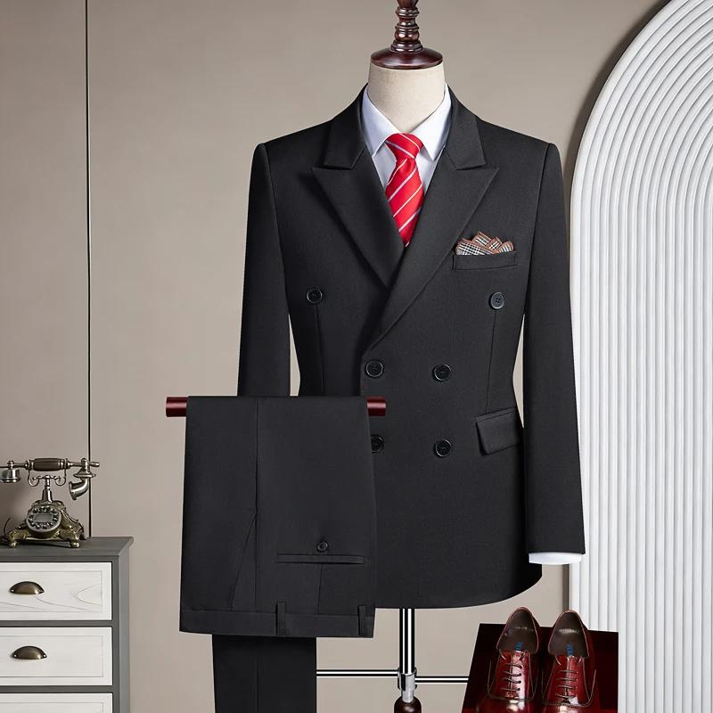 Costume décontracté trois pièces croisé pour homme, idéal pour les fêtes et les mariages, tenue légè