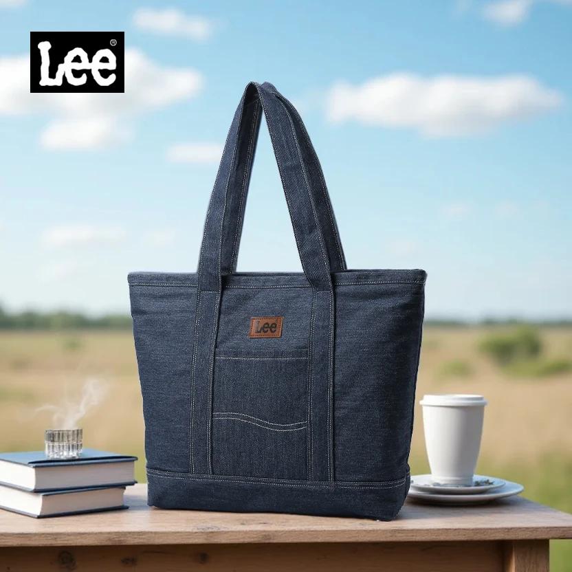 Sac fourre-tout unisexe LEE en toile et cuir avec fermeture éclair, sac à main décontracté en jean p
