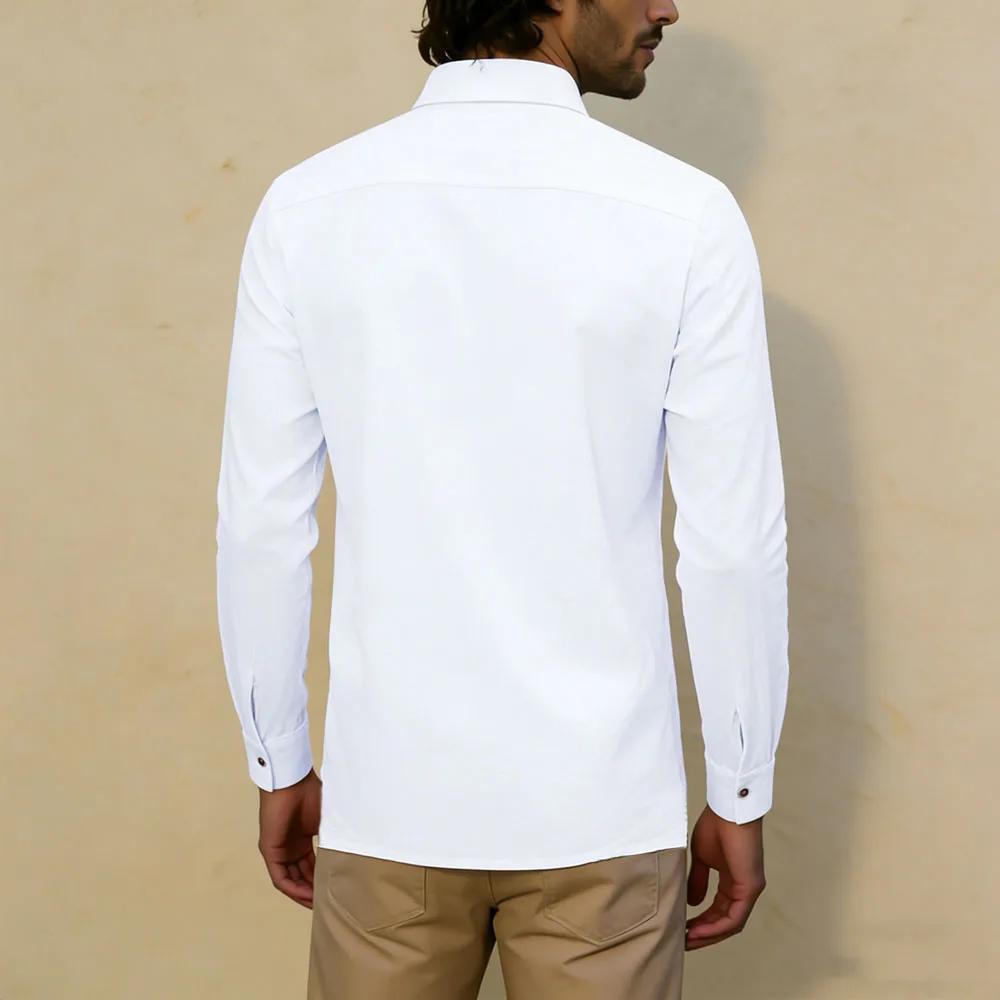 Nouvelle Chemise Décontractée Homme 2026 à Manches Longues avec Double Poche Poitrine, Boutonnée, en