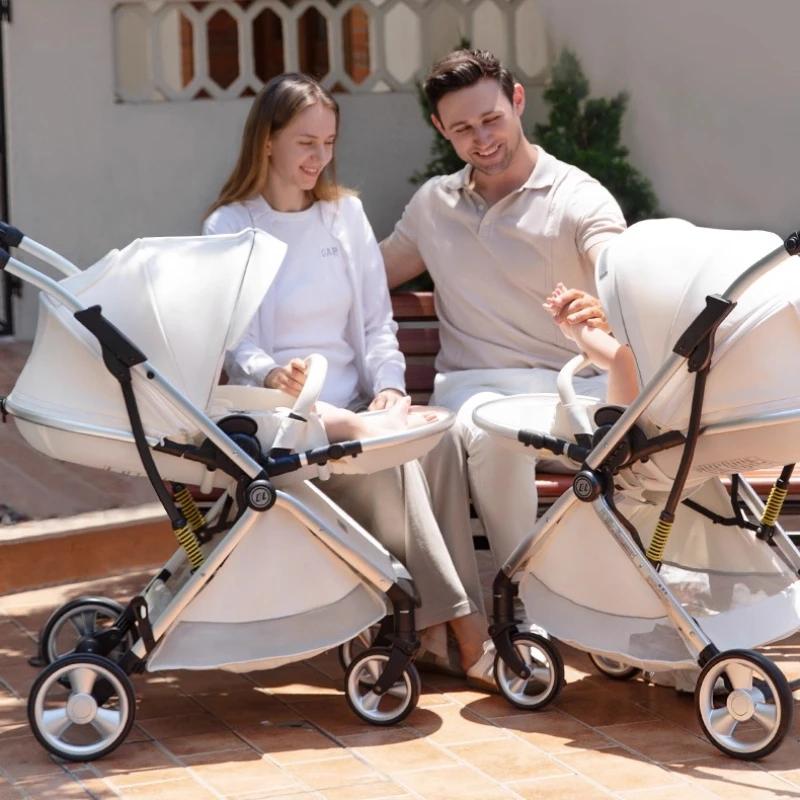 2025 nouvelle poussette jumelle haute vue poussette pliante légère pour jumeaux avec deux enfants, p