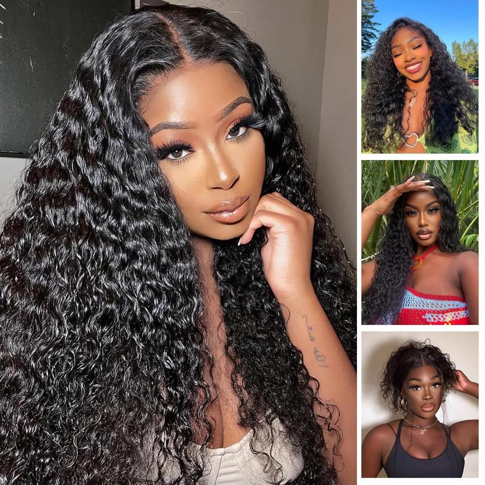 Perruque Lace Closure naturelle ondulée profonde, 12-22 pouces, 2x6, dentelle suisse transparente, p