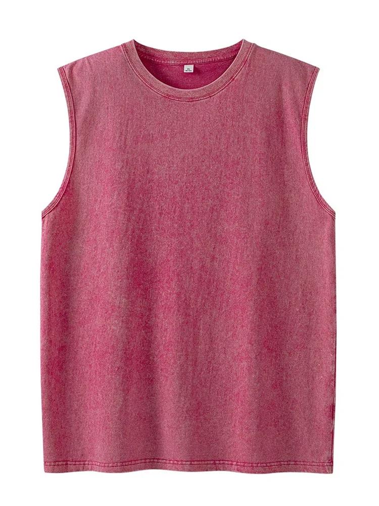 2025 été nouveau coton hommes lavé coton débardeurs Muscle Gym sans manches entraînement t-shirts co
