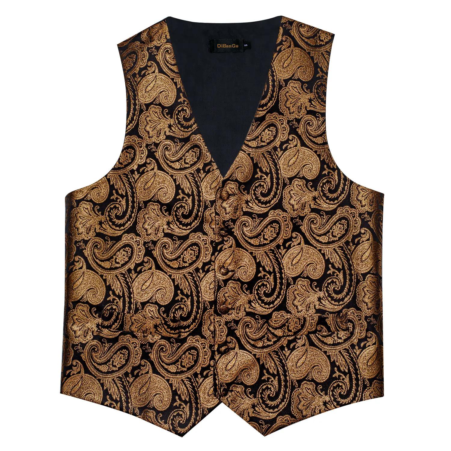 Ensemble gilet et cravate pour homme à motif cachemire – Gilet formel avec pochette de poche, idéal