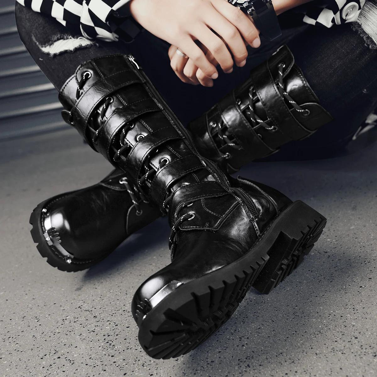Bottes de moto montantes décontractées pour hommes, bottes de travail de protection de sécurité, ext