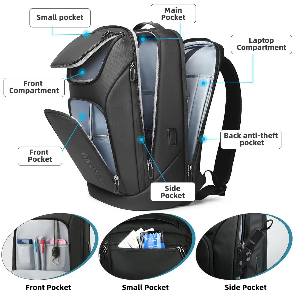 Heroic Knight-Sac à dos d'affaires étanche pour homme, sac de voyage pour ordinateur portable 17.3 "