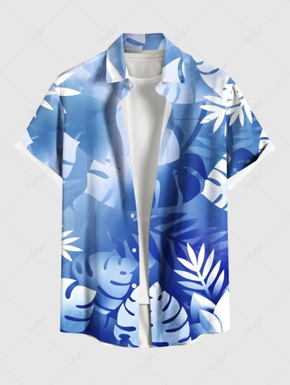 Mode hommes chemises hawaïennes 3D imprimé à manches courtes boutonné chemise à revers pour l'été su