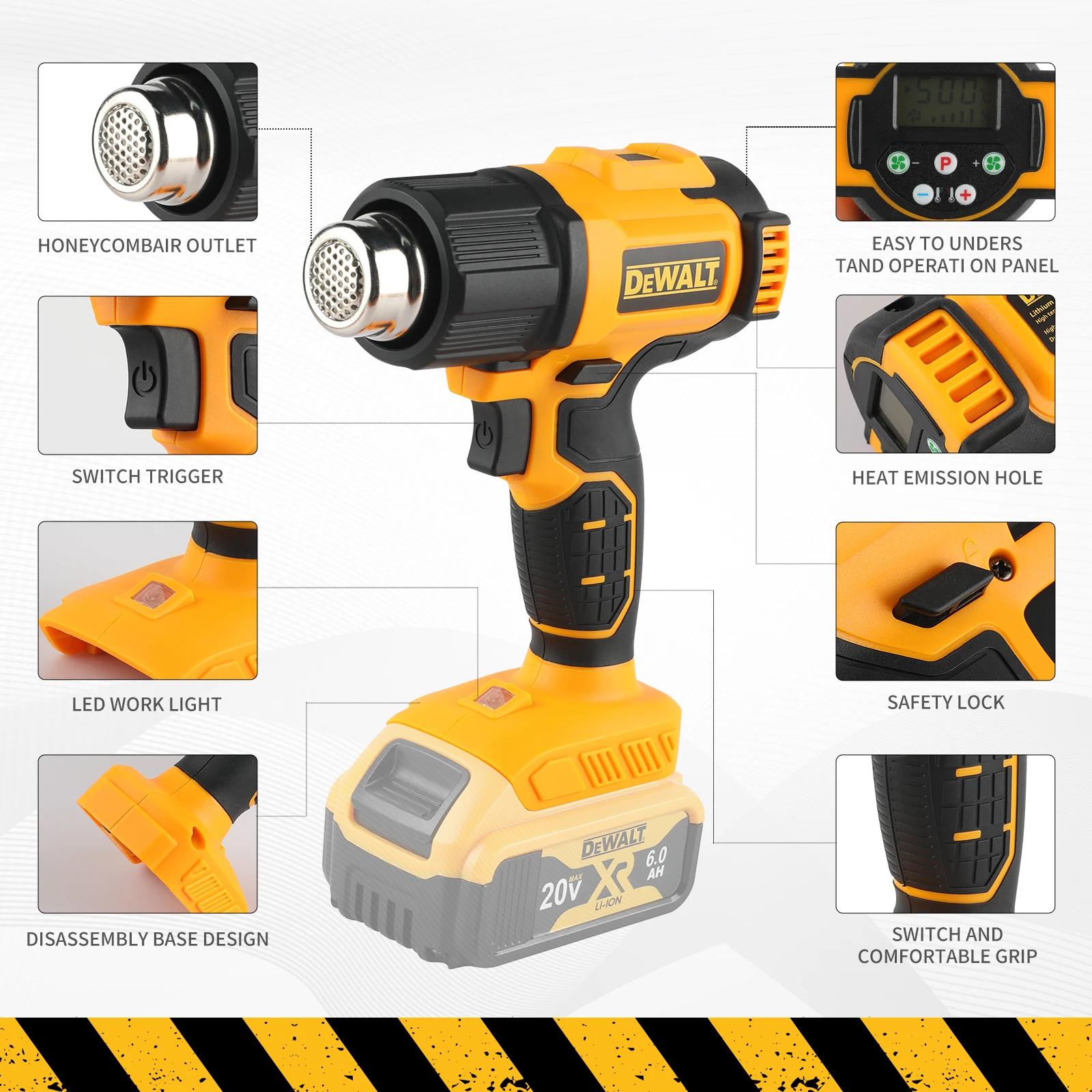 DEWALT DCE530 20V températures réglables pistolet à air chaud pistolet thermique sans fil 550 ° C Ou