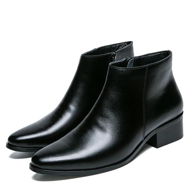 Bottines classiques en cuir noir pour hommes et femmes, style britannique, bout pointu, bottes Chels