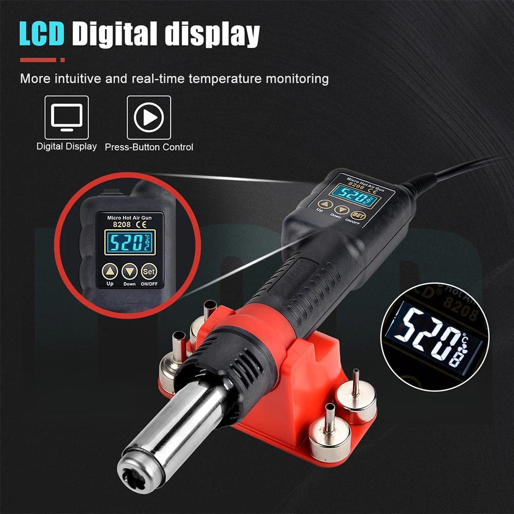 JCD 8208 pistolet thermique Micro Station de soudage 750W pistolet à Air chaud LCD sèche-cheveux num