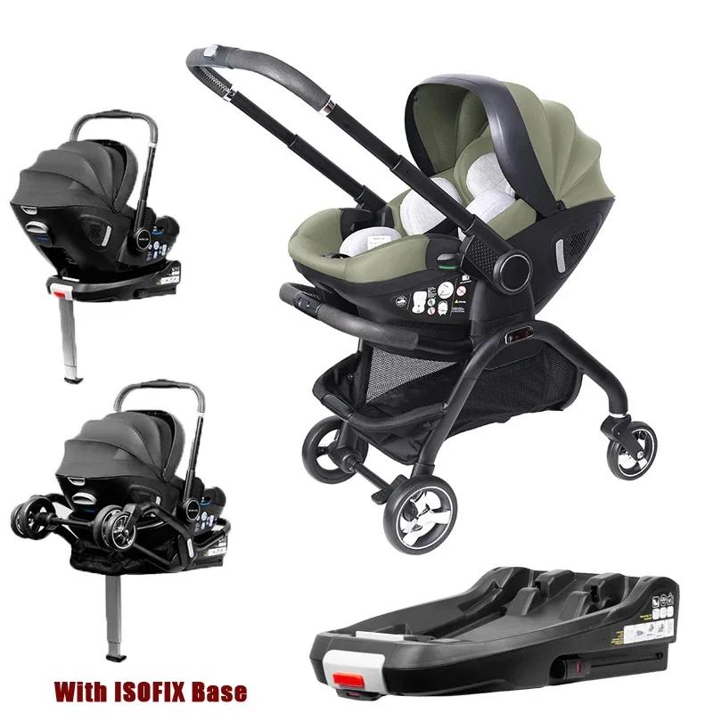 Poussette bébé 4-en-1 avec base ISOFIX, expédiée depuis l'UE, légère, portable, pour nouveau-né, 15