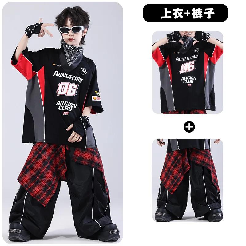 Ensemble de vêtements pour enfants, t-shirt et short, style hip-hop, jazz, danse, pour garçon et fil