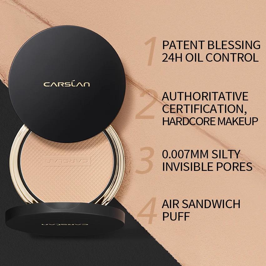 CARSLAN – poudre pressée translucide 24H, contrôle du sébum, fond de teint Compact, correcteur étanc