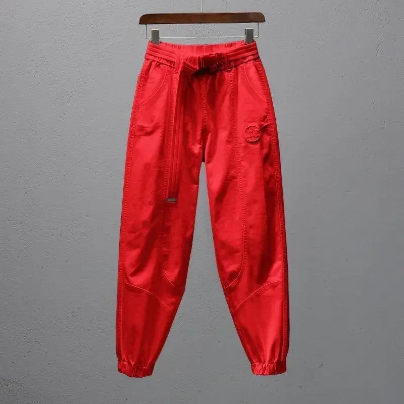 Pantalon blanc pour femmes avec ceinture élastique, jogging ample et décontracté, Leggings longueur