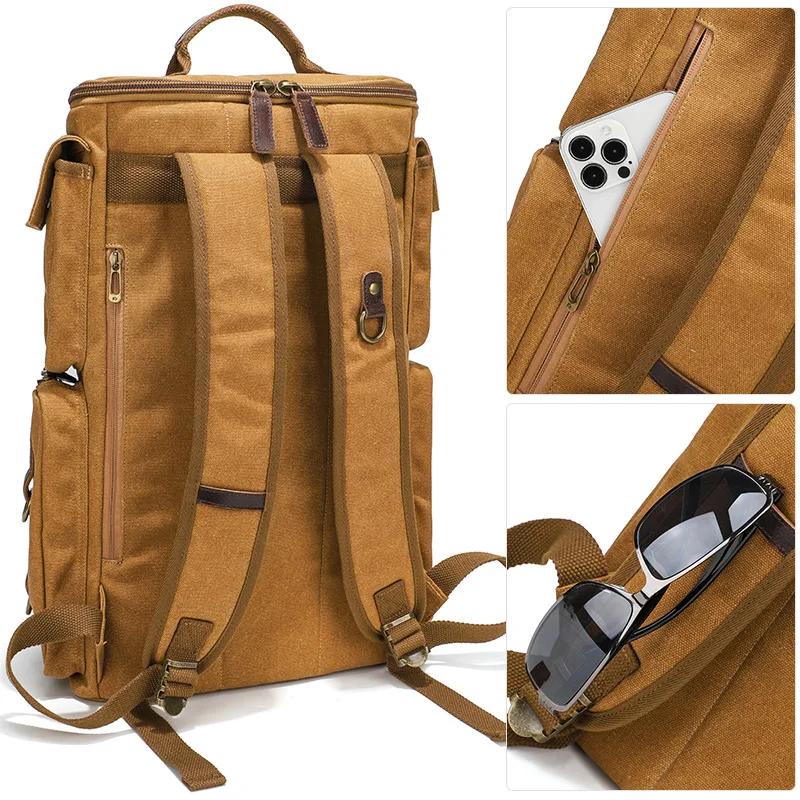 Sac à dos en cuir vintage pour homme et femme, sac à dos en toile cirée, sac à dos de voyage à main,