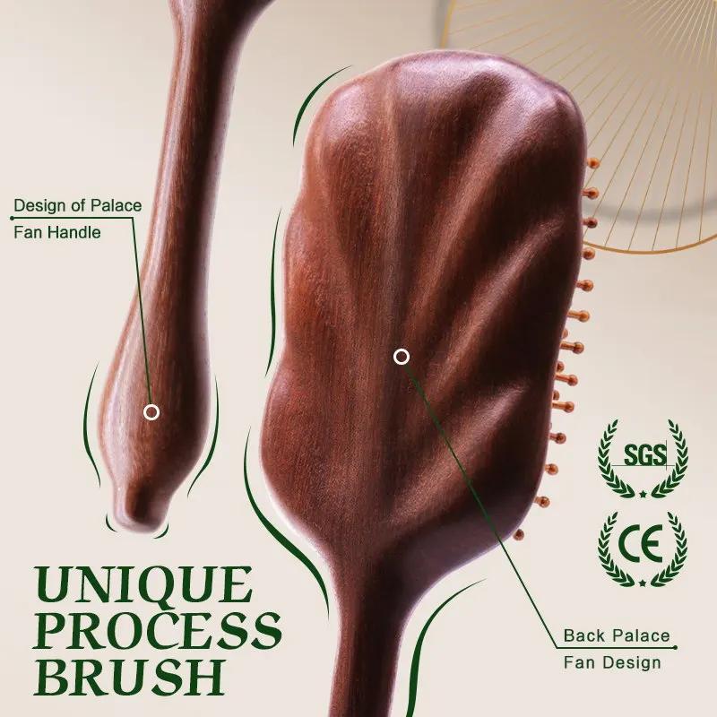 Brosse à cheveux démêlante pour femmes, nom personnalisé, brosse à cheveux en bois de santal, palett