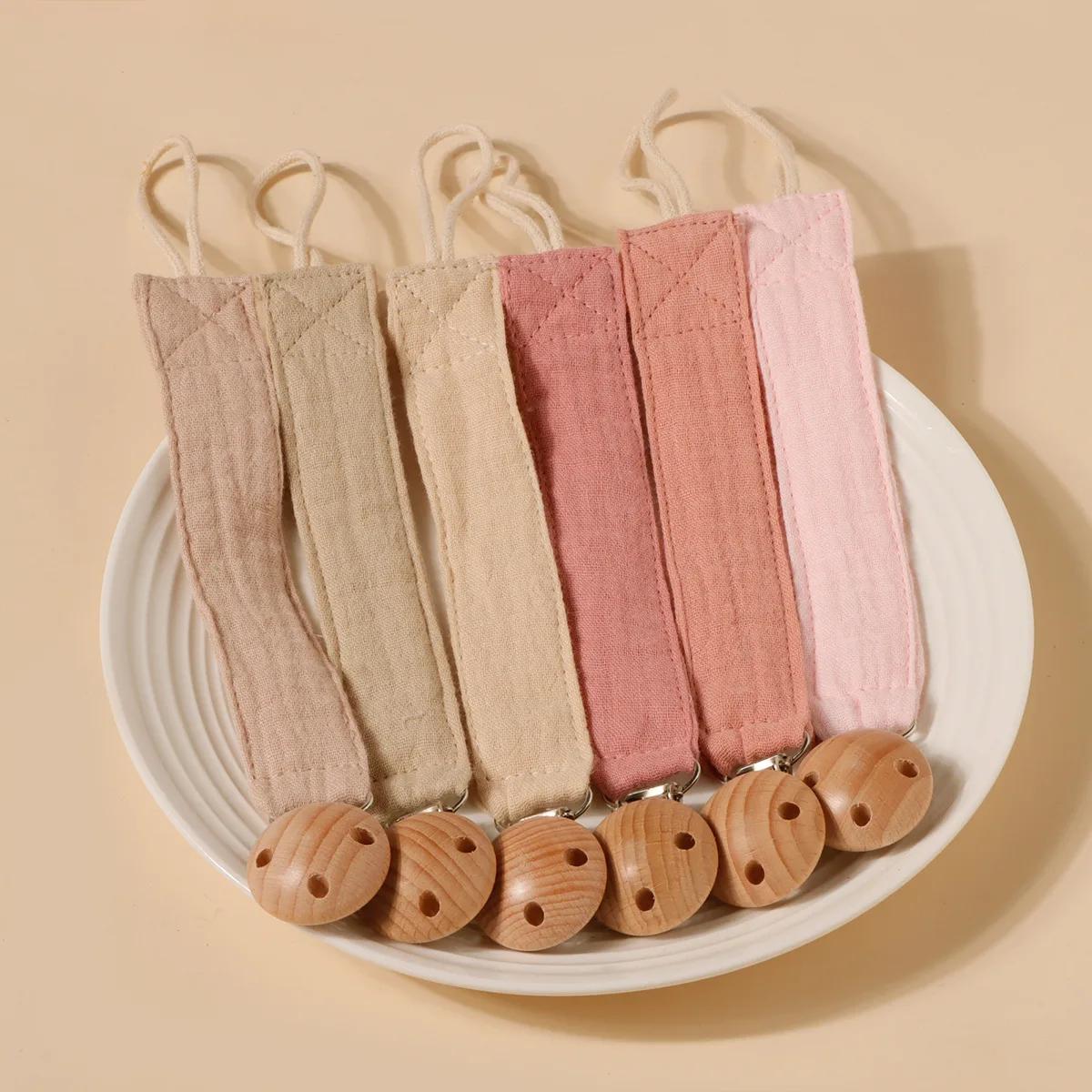 1 pièces double couche pur coton crêpe tissu mamelon suspendus corde imprimé coton bébé sucette chaî