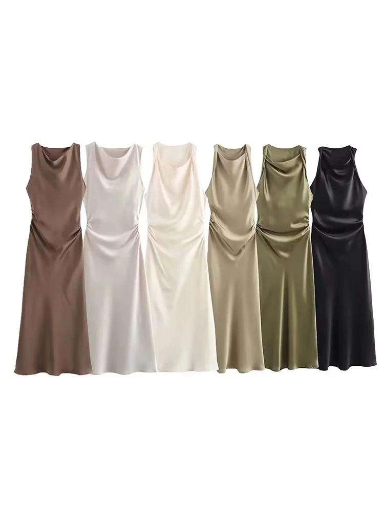Robes longues en satin pour femmes 2026 – Robe midi d'été sexy pour femme, robe de soirée élégante s
