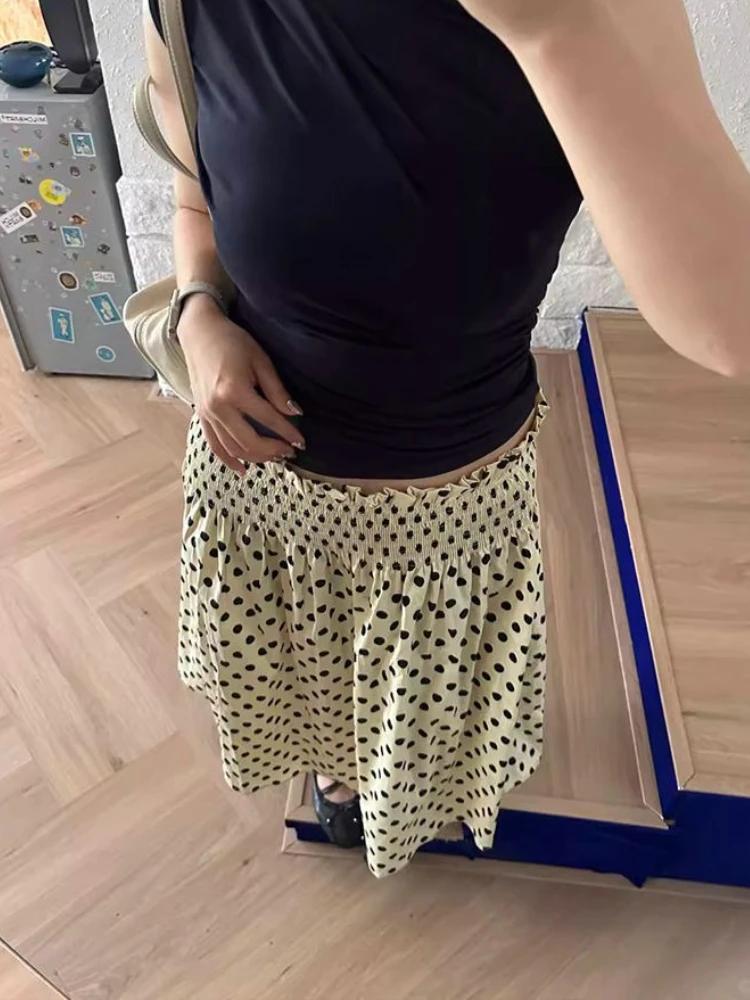 Français doux nouveau Design jupes à pois femmes rétro ample droite minceur jupe mi-longue femme jol