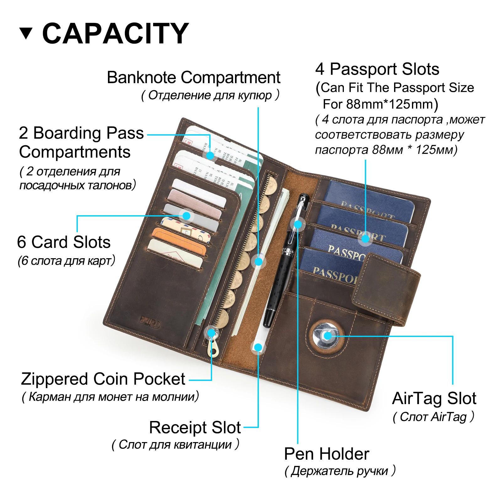 Portefeuilles de voyage en cuir véritable CONTACT'S pour la famille, étuis de passeport, pochettes d