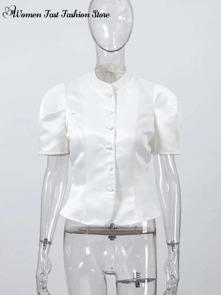 Manteau élégant à manches courtes et simple boutonnage pour femme, débardeurs unis à col rond, Nouve