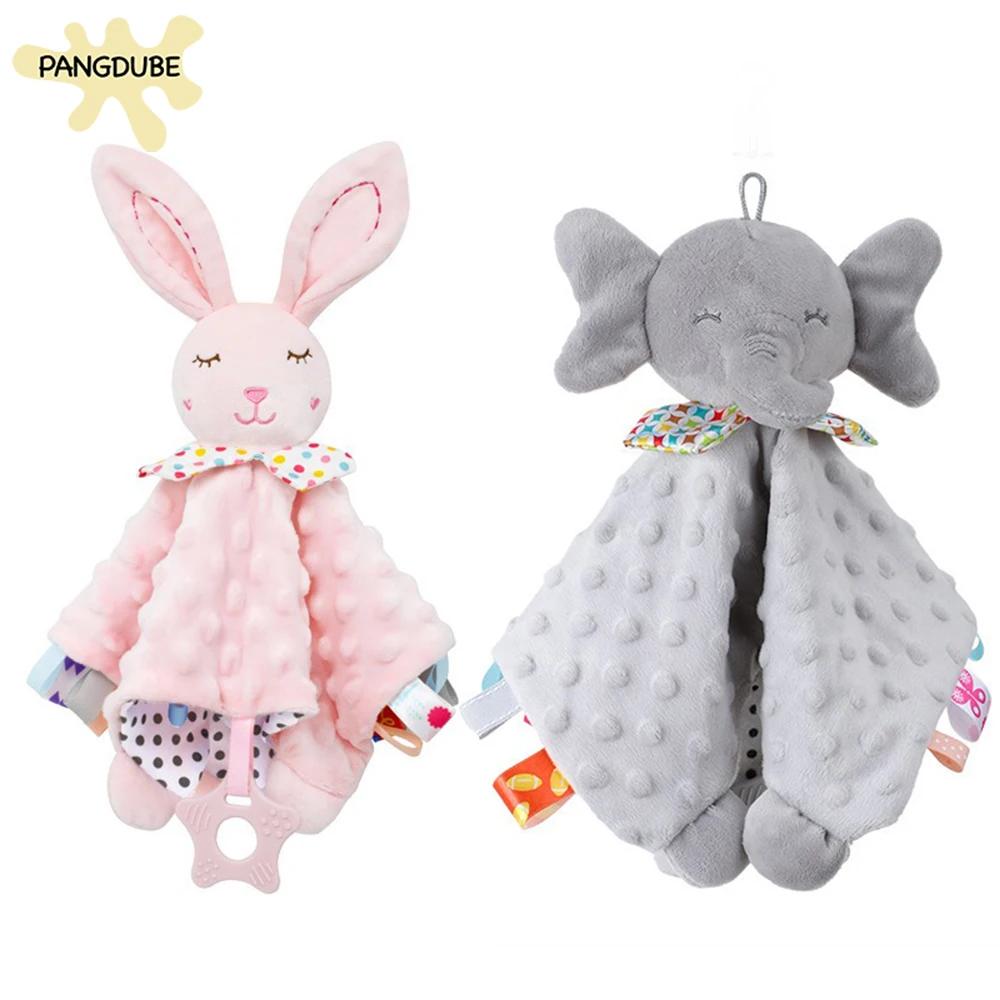 PANGDUBE – couverture de sécurité pour bébé, jouet en peluche éléphant avec hochet, anneau de dentit