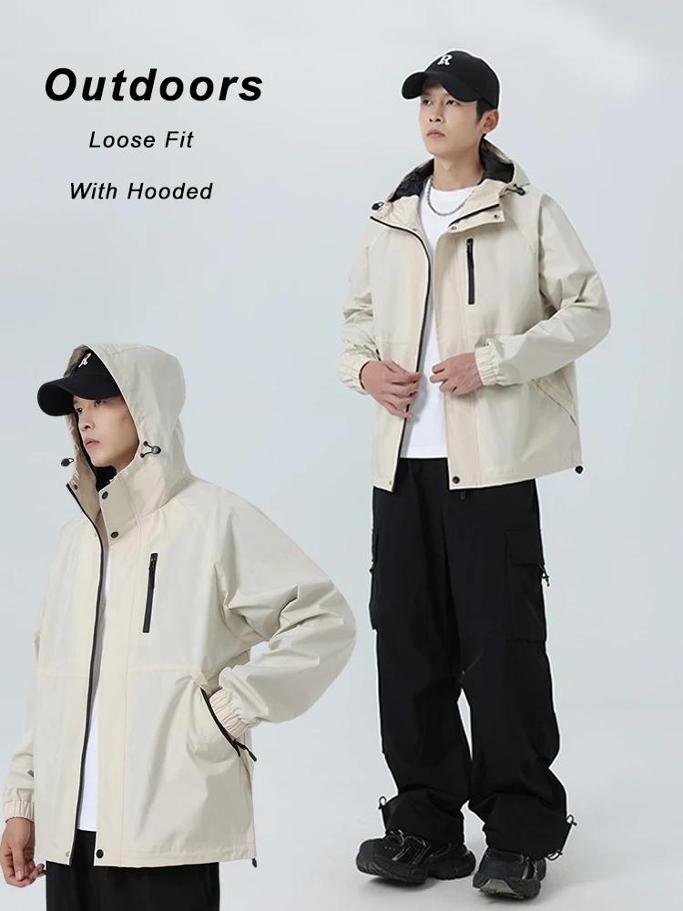 Vestes coupe-vent à capuche pour hommes 100% Polyester extérieur manteau coupe-vent hydrofuge coupe