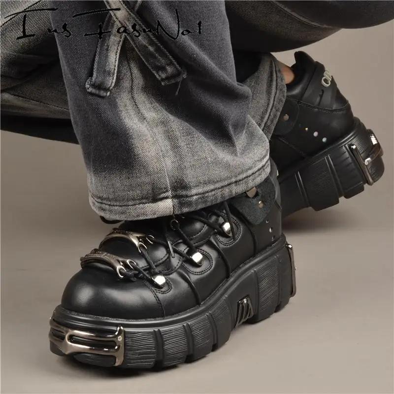 Chaussures de piste décontractées pour femmes, baskets épaisses à plateforme et bout en métal, Style