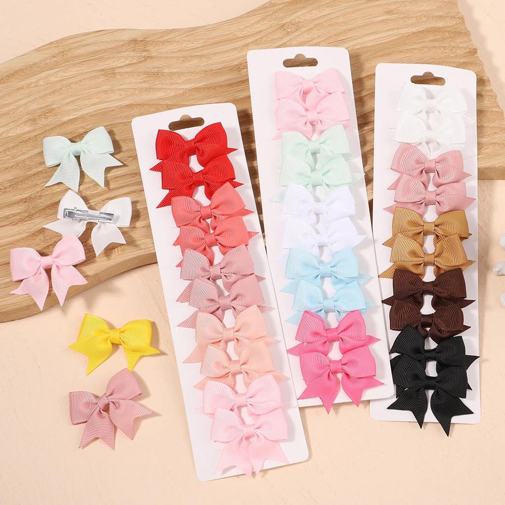 Pinces à cheveux avec nœuds pour enfants, couleur unie, pour bébés filles, ruban fait à la main, épi