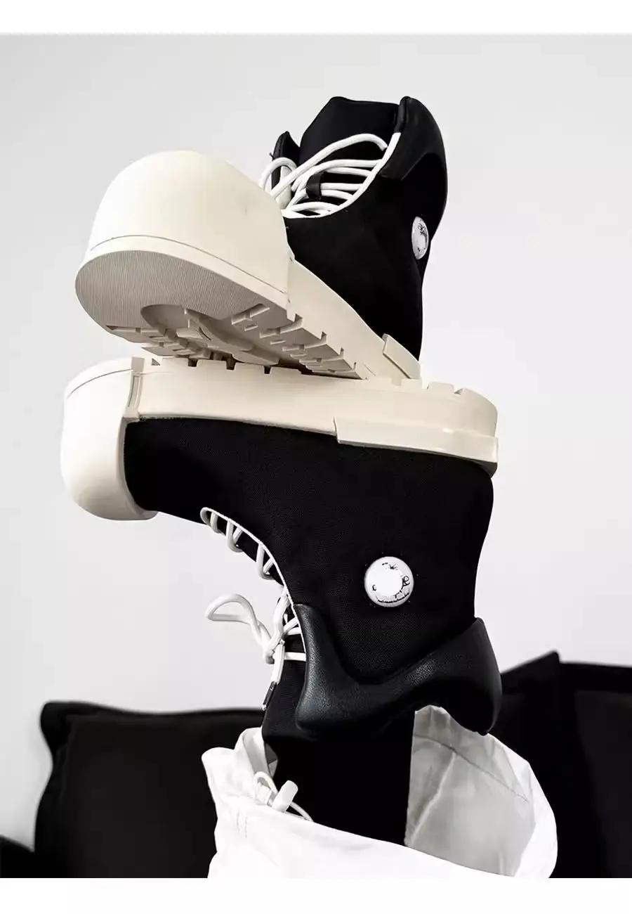 Niche Couple pain à la mode grande tête haut hommes et femmes plate-forme rehaussant bottes américai