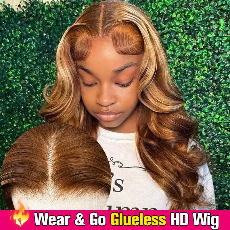 Honey Blonde Body Wave Lace Front Wig, Highlight HD Lace Frmetals Wig, Human Hair Wear, Go Glueless