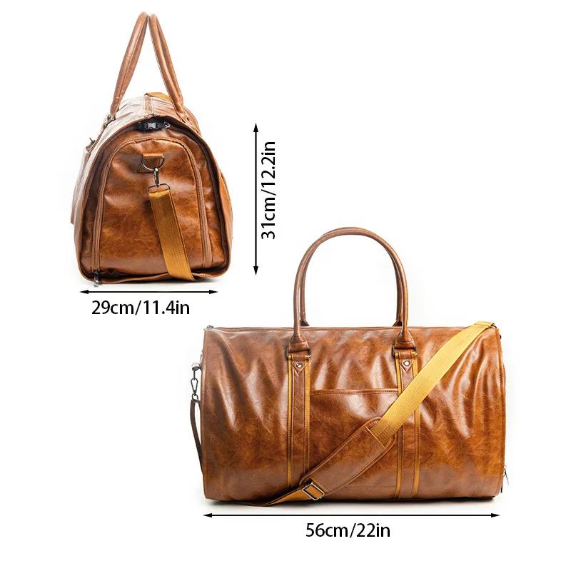 Sac de voyage en cuir grande capacité, imperméable, pour week-end, affaires, convertible, 2 en 1, ba