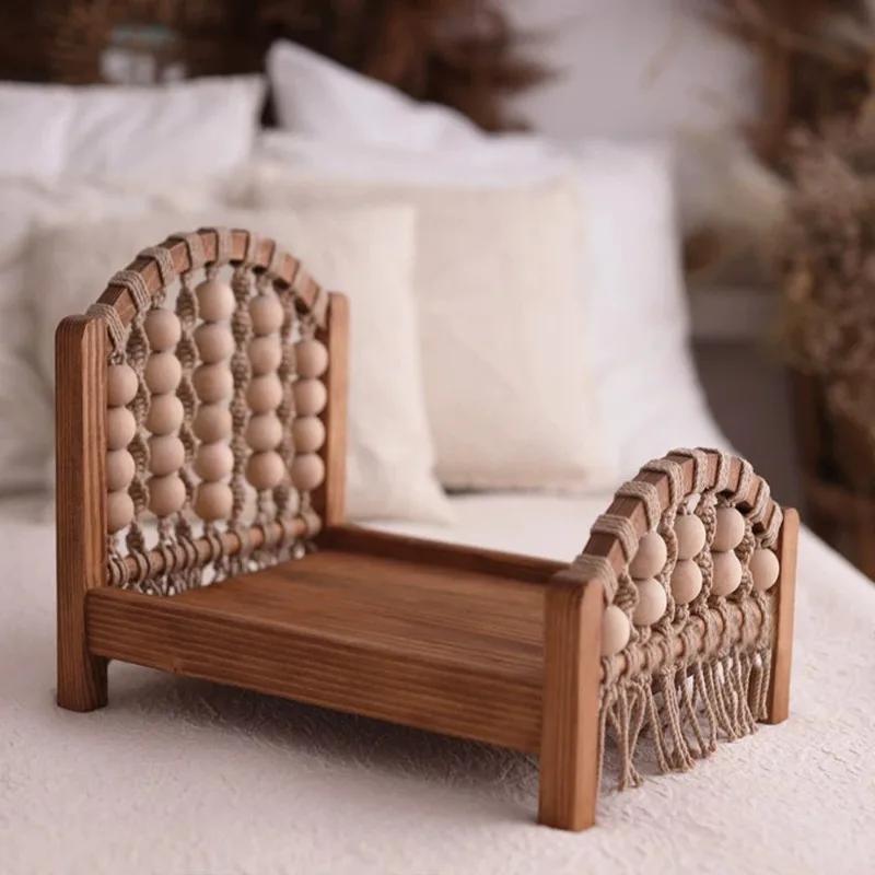 Accessoires de photographie pour nouveau-né, poignées de lit en bois, lit amovible, accessoires de p