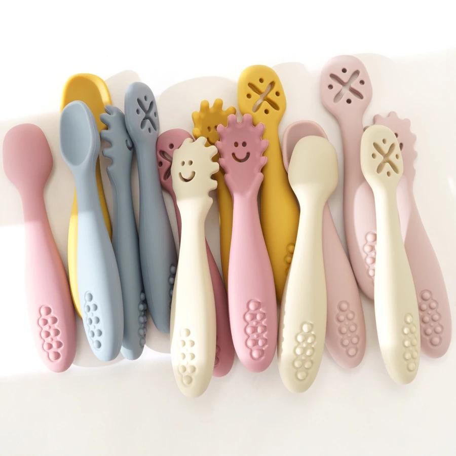 Ensemble d'ustensiles de cuillères d'apprentissage pour bébé, 3 pièces, mignon, cuillère d'alimentat