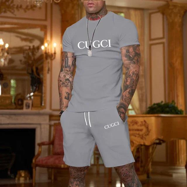 Ensemble sportif décontracté pour homme, t-shirt et short à manches courtes, tendance et à la mode,