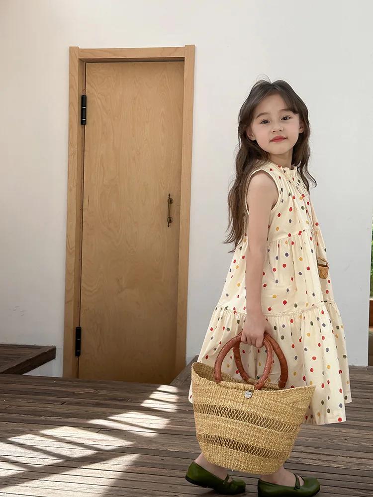 Humor ours enfants vêtements été à pois jupe mode gilet décontracté robe de princesse confort enfant