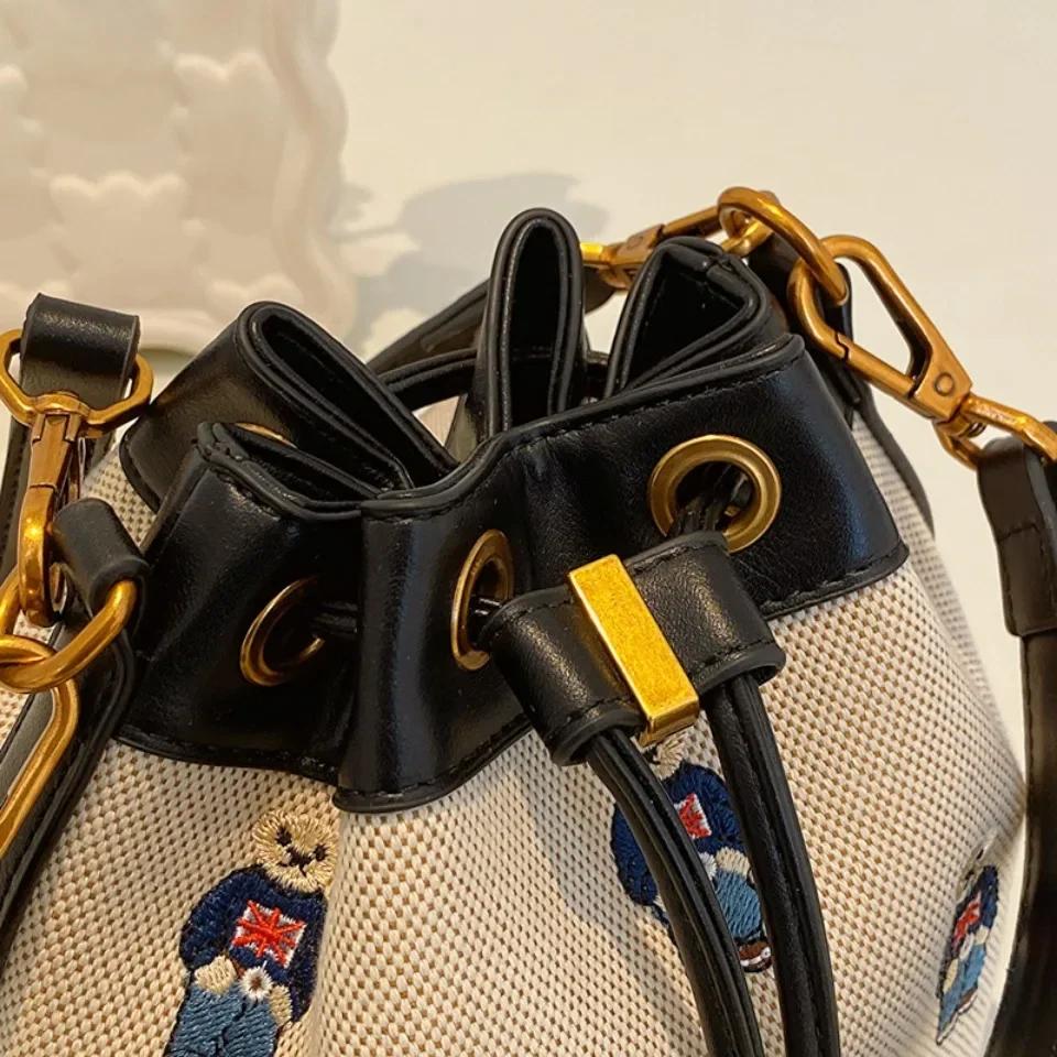 Sac seau à cordon de serrage grande capacité pour femme, sac à main, sac bandoulière, sac messager,