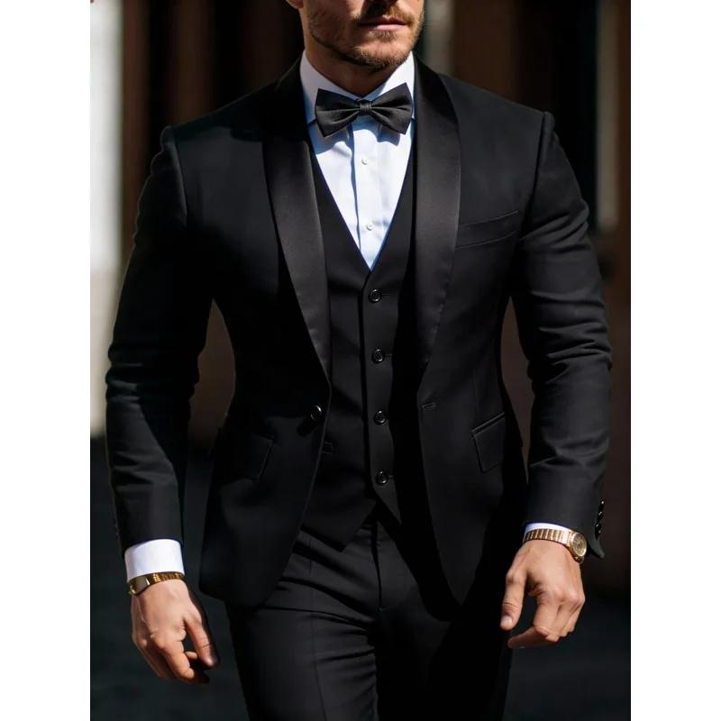 Ensemble de costume 3 pièces pour homme : veste, gilet et pantalon, costumes de cérémonie, de mariag