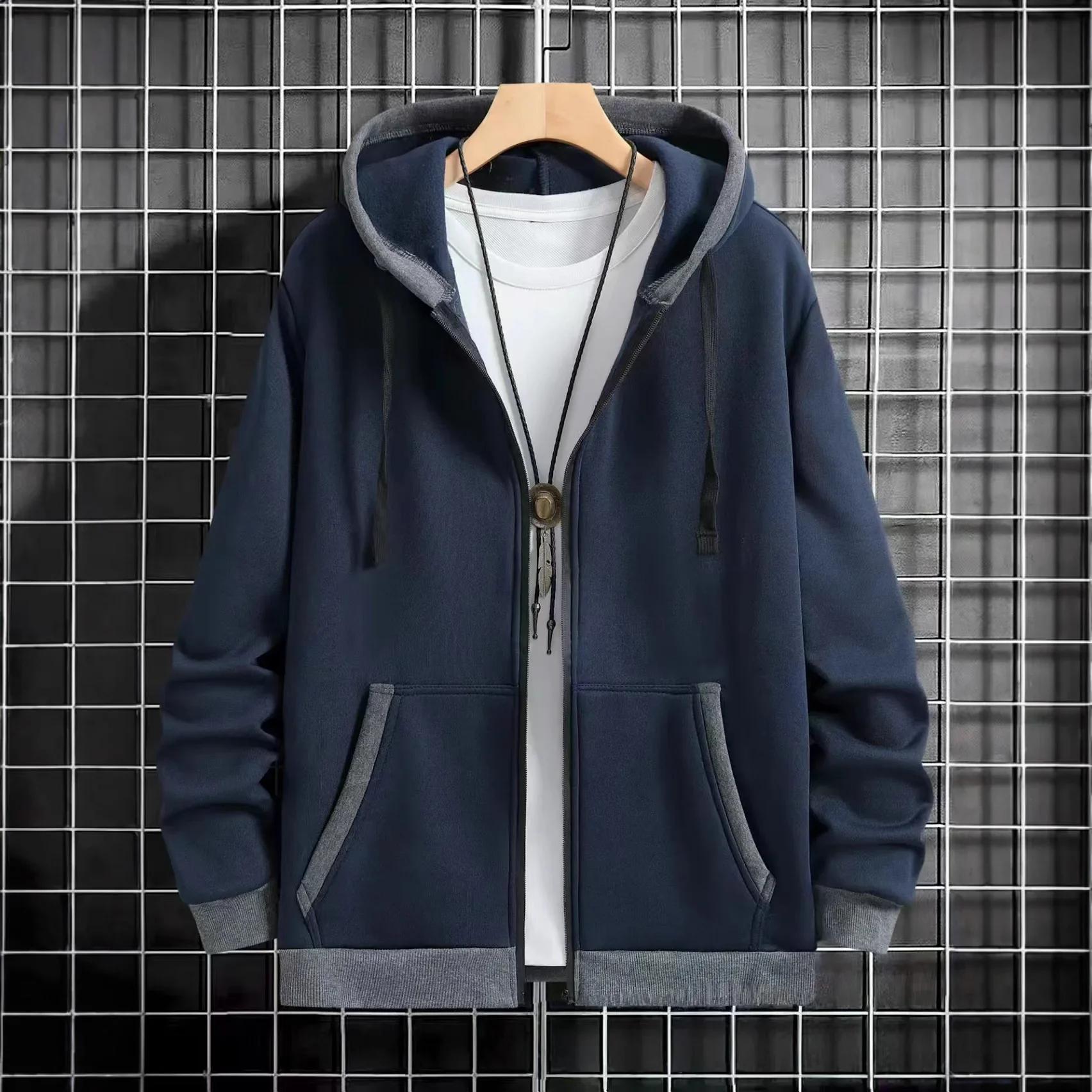 Cardigan épais à capuche et fermeture éclair pour homme, vêtement d'extérieur décontracté, sweat-shi