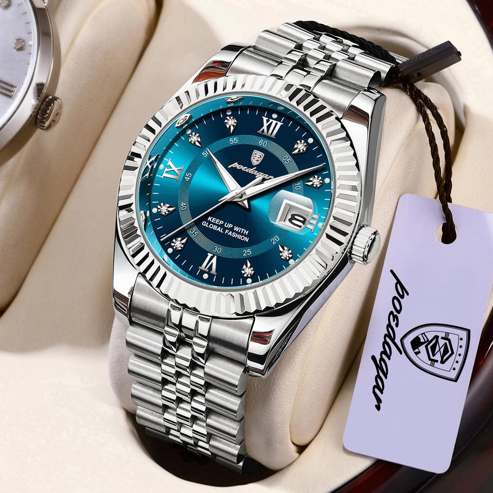 Montre-bracelet pour homme POEDAGAR originale, étanche, lumineuse, date, montre d'affaires pour homm