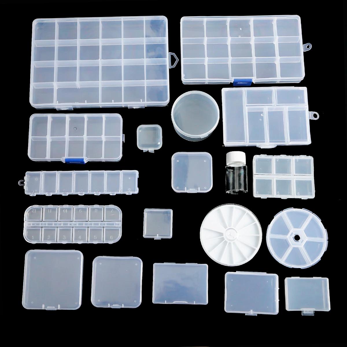 Boîte de rangement en plastique transparent pour bijoux, conteneur réglable pour perles, boucle d'or