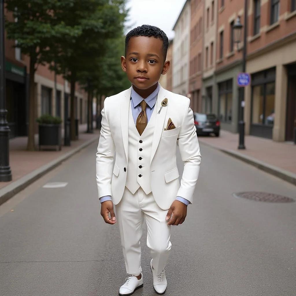 Ensemble de costume formel pour garçons de 3 à 16 ans, trois pièces, smoking élégant pour mariage, f