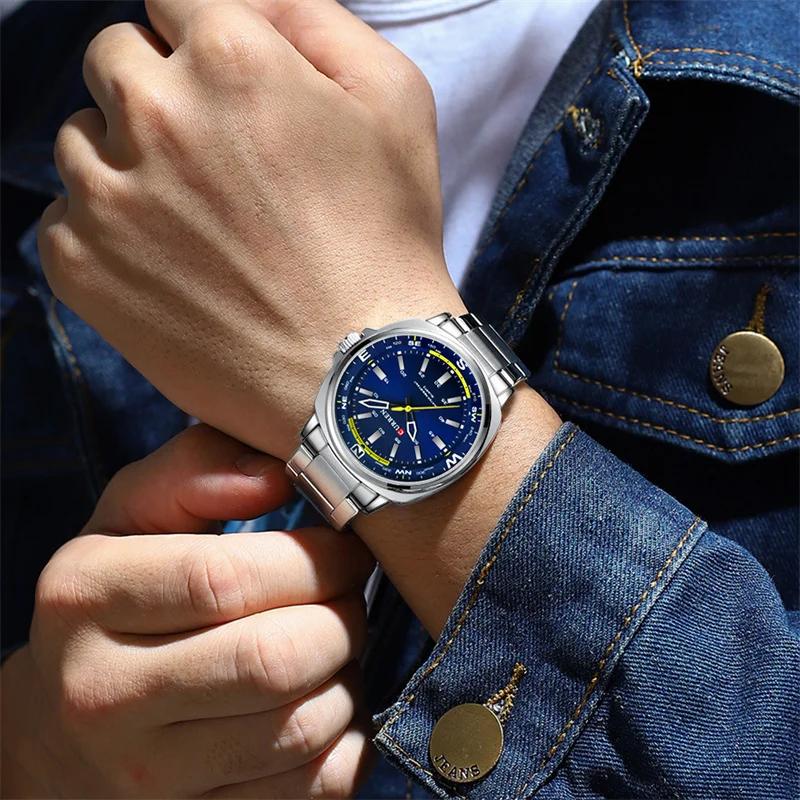 CURREN 8455 montre à Quartz de mode pour hommes affaires bracelet en acier inoxydable veilleuse étan