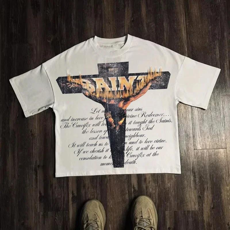 T-shirt graphique hommes femmes haut Vintage Hip Hop Streetwear surdimensionné T-shirt à manches cou