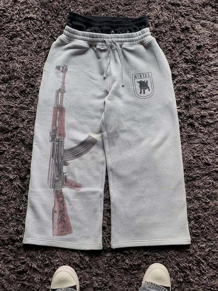 Pantalon de Couple de rue brodé européen et américain, Double tête, Double taille, pantalon à motif