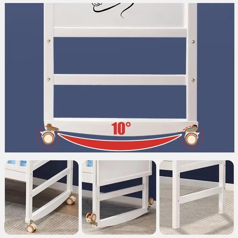 Ensemble complet de berceau de bébé en bois blanc : comprend moustiquaire, literie et matelas en lat