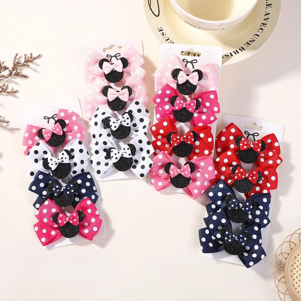 Pinces à cheveux avec nœud à pois pour bébé fille, 4 pièces/lot, épingles à cheveux pour enfants, de