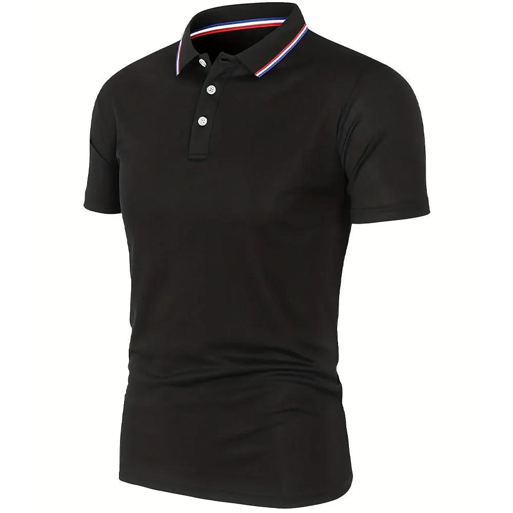 Polo d'été décontracté et respirant pour hommes, confortable, couleur unie, T-Shirt à manches courte