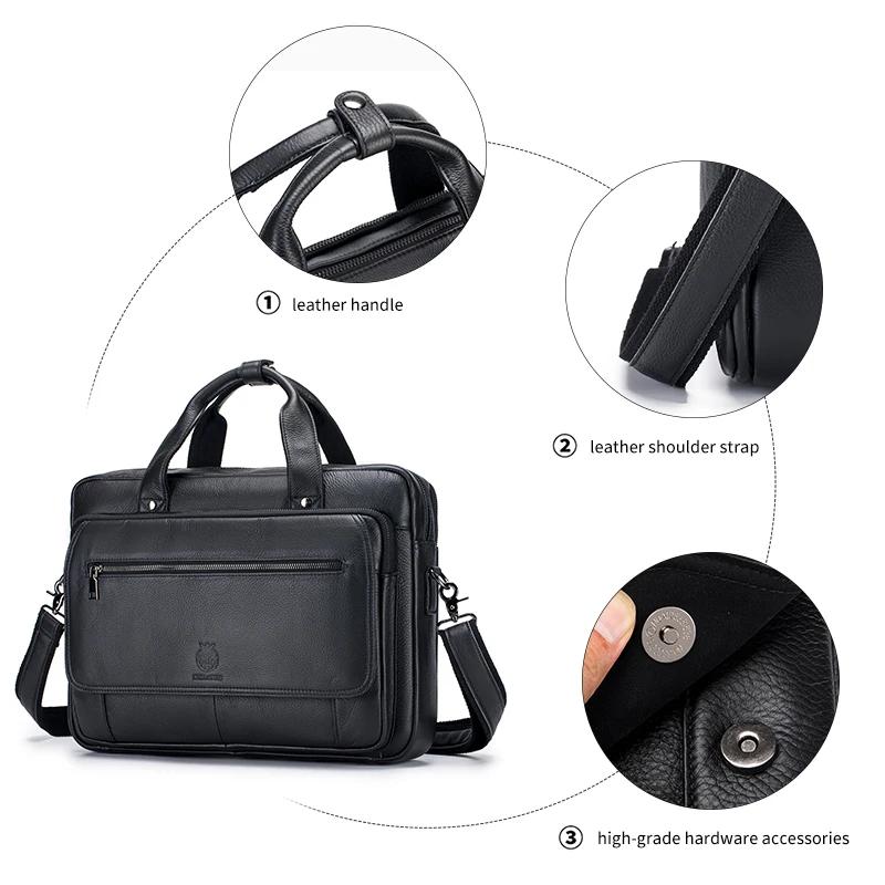 SCHLATUM porte-documents en cuir véritable dur pour hommes 16 pouces bureau affaires ordinateur sac