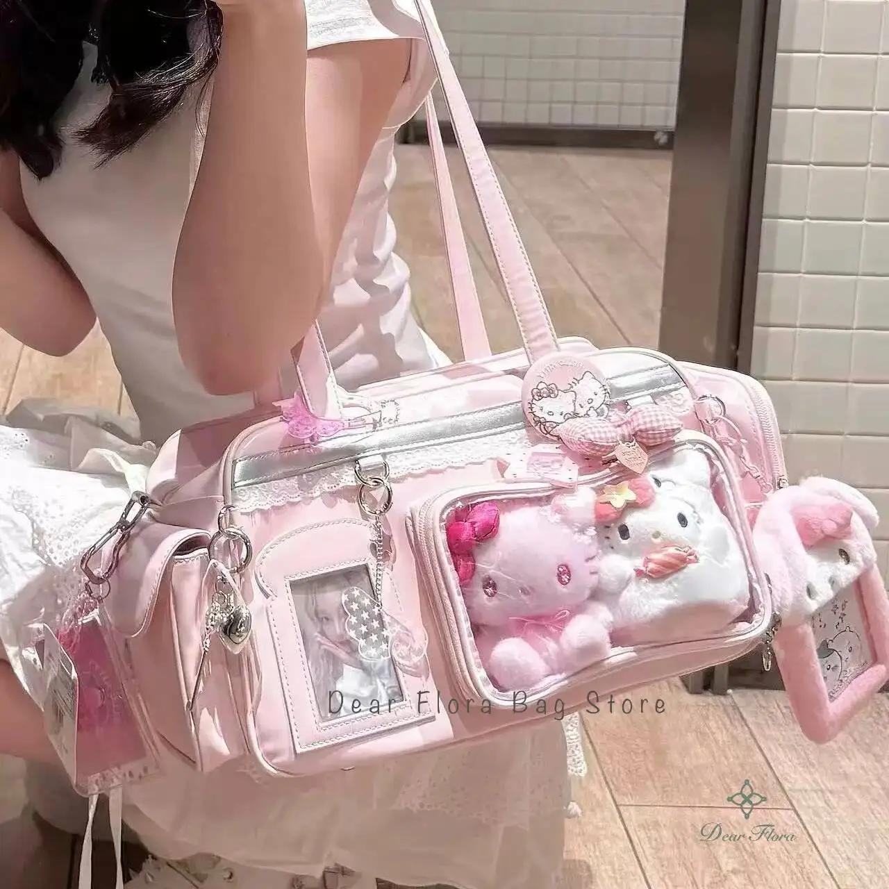 Nouveau sac à bandoulière Y2K grande capacité style JK, sac à dos transparent mignon pour fille, sac
