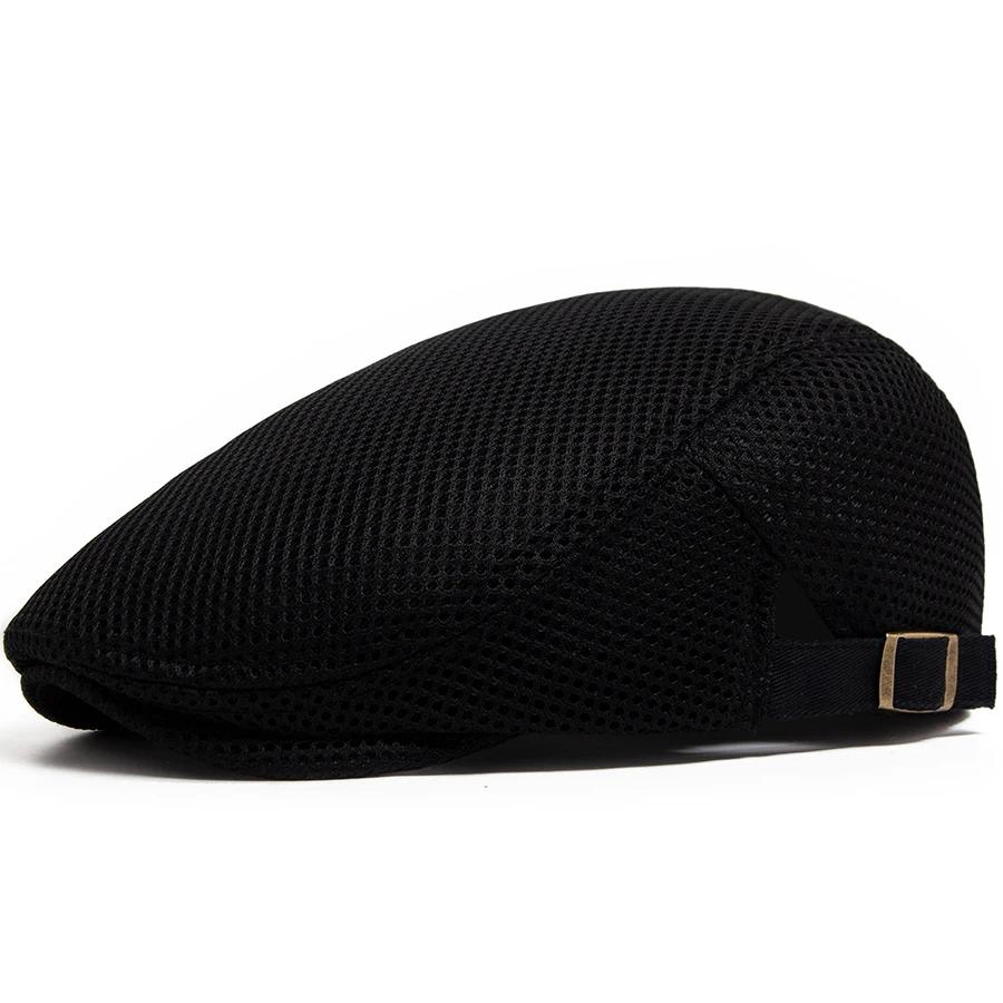 Béret en maille respirante pour hommes et femmes, chapeau plat, pare-soleil décontracté, Vintage, ca